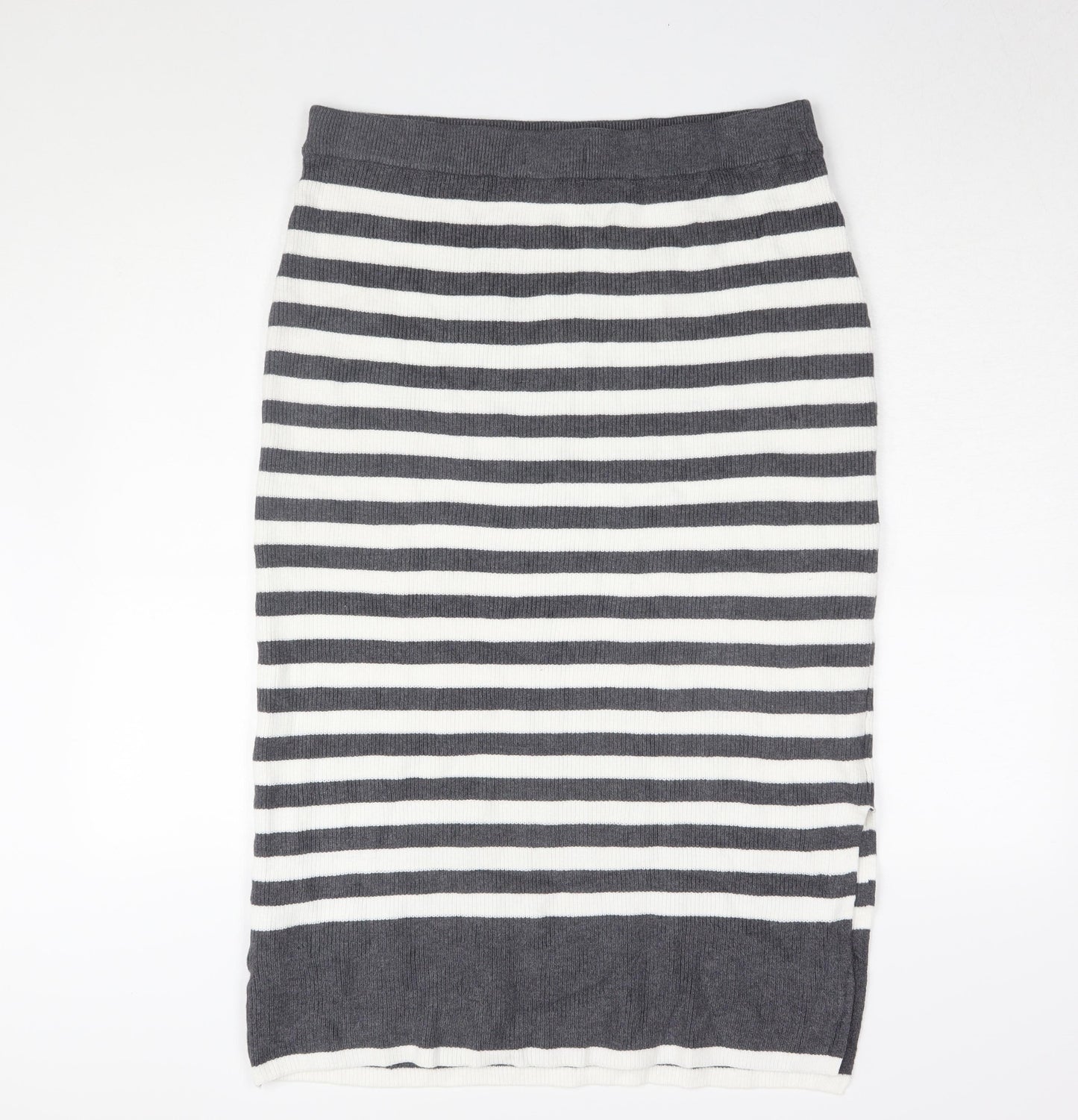 Marks and Spencer Women's Grey L Striped Pencil Skirt