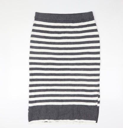 Marks and Spencer Women's Grey L Striped Pencil Skirt