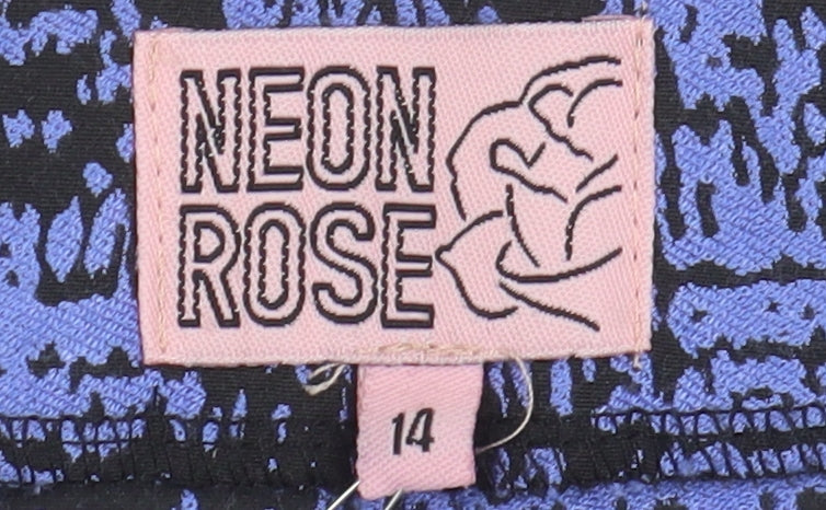 Neon Rose Women's Blue Black Trumpet Skirt, Size 14