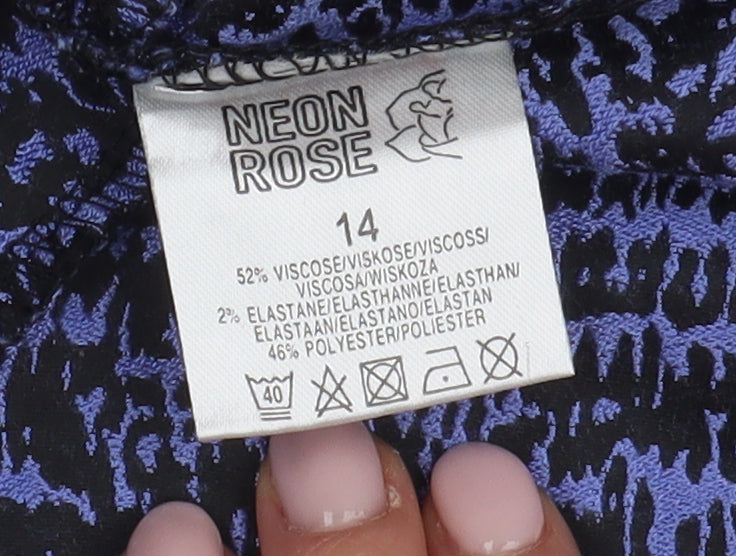 Neon Rose Women's Blue Black Trumpet Skirt, Size 14