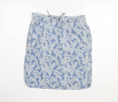 Marks and Spencer Women's Blue Paisley Skirt Size 10