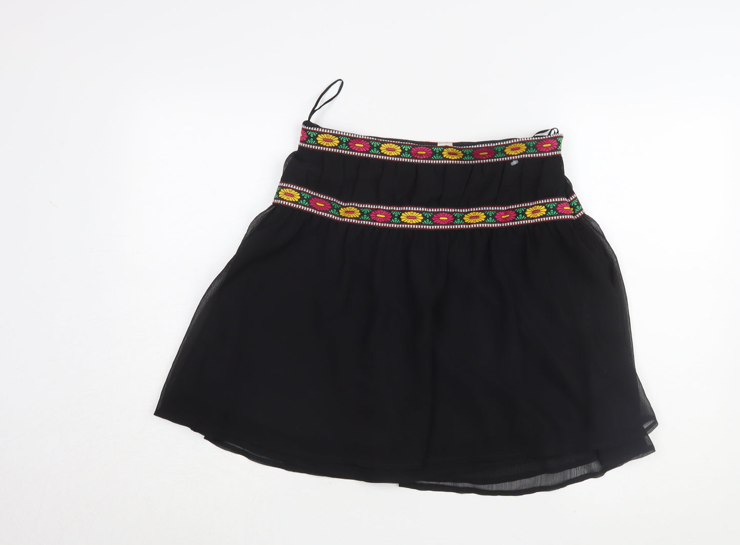 H&M Women's Black Embroidered Skirt, Size 10