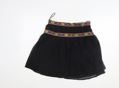H&M Women's Black Embroidered Skirt, Size 10