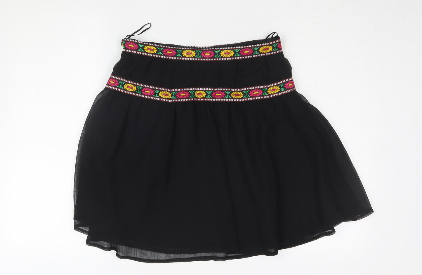 H&M Women's Black Embroidered Skirt, Size 10
