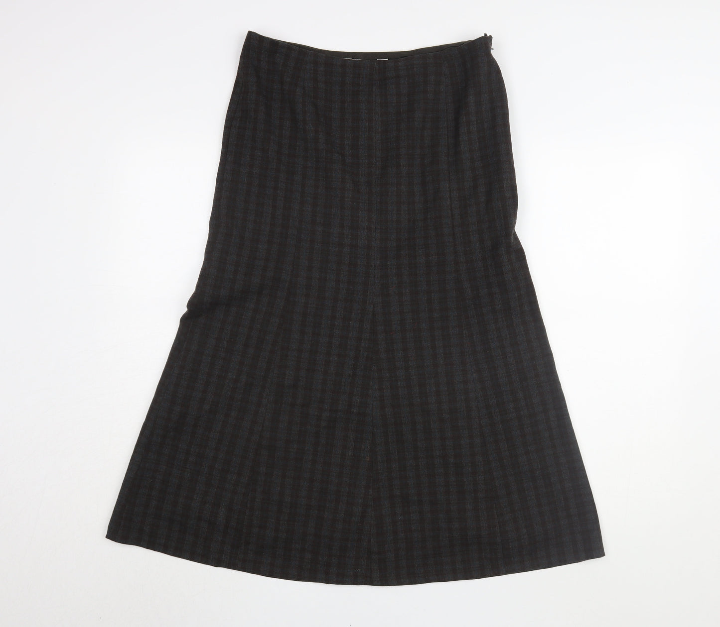 East Women's Black Check Midi A-Line Skirt M