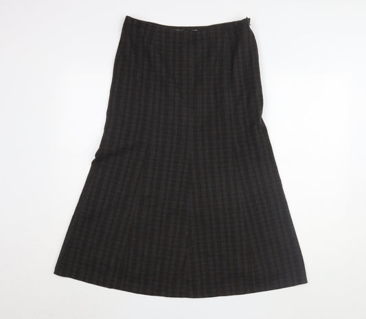 East Women's Black Check Midi A-Line Skirt M