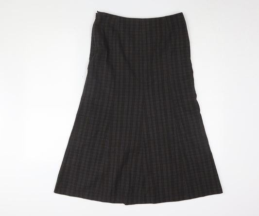 East Women's Black Check Midi A-Line Skirt M