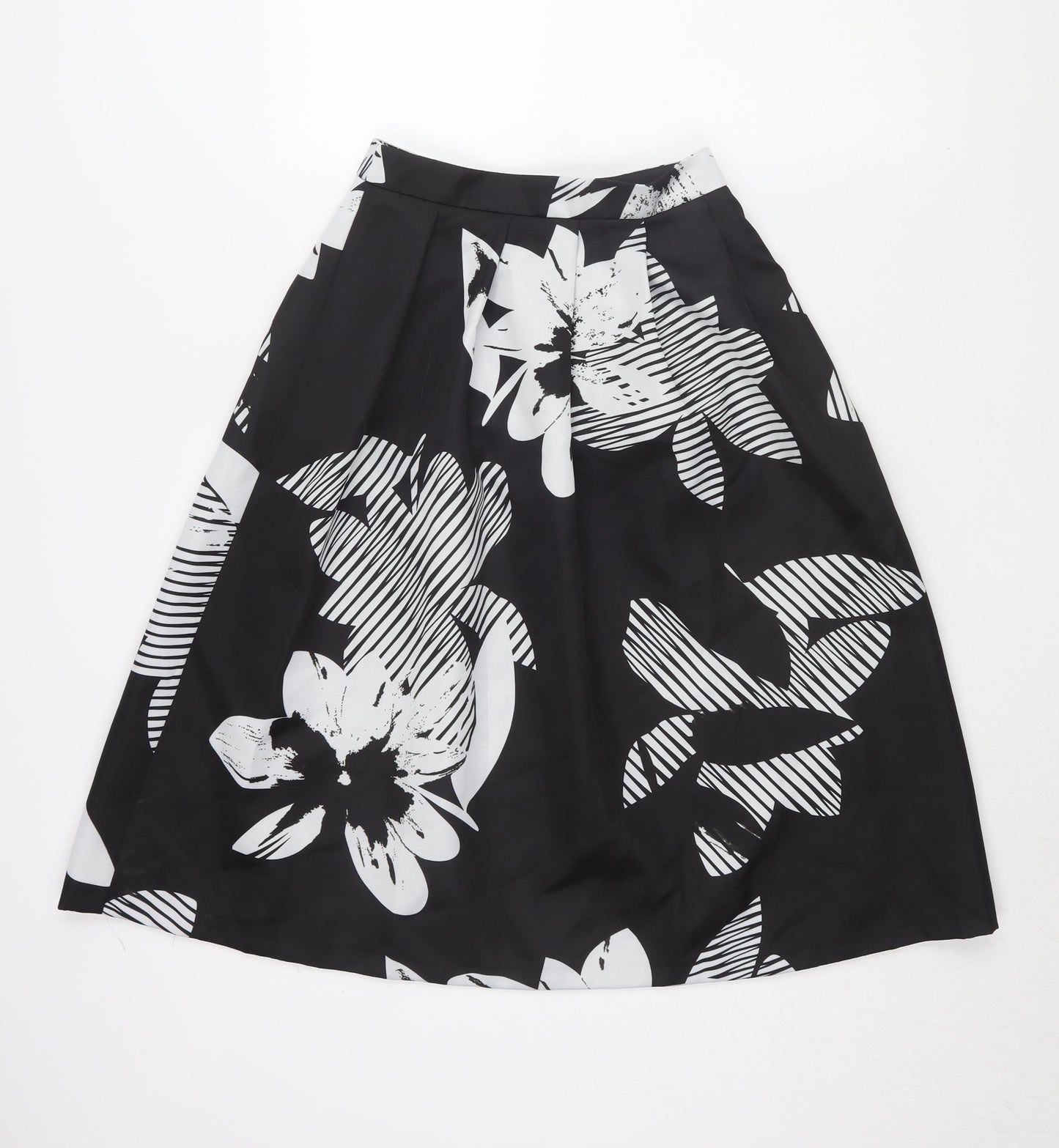 Rochelle Humes Women's Black Floral A-Line Skirt Size 8