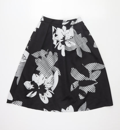 Rochelle Humes Women's Black Floral A-Line Skirt Size 8