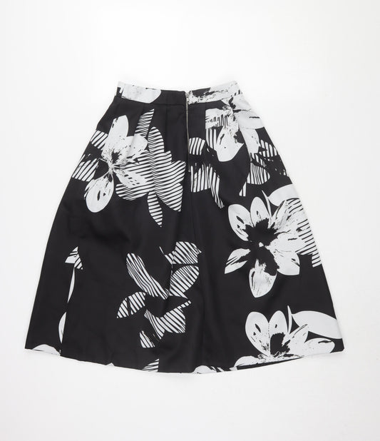 Rochelle Humes Women's Black Floral A-Line Skirt Size 8