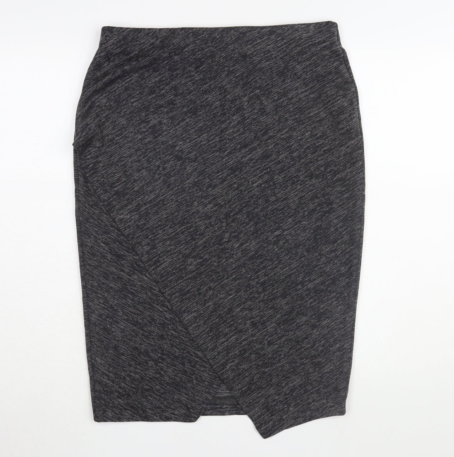 H&M Women's Black Midi Pencil Skirt, Size L - Elegant Knit