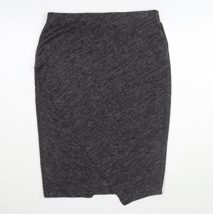 H&M Women's Black Midi Pencil Skirt, Size L - Elegant Knit