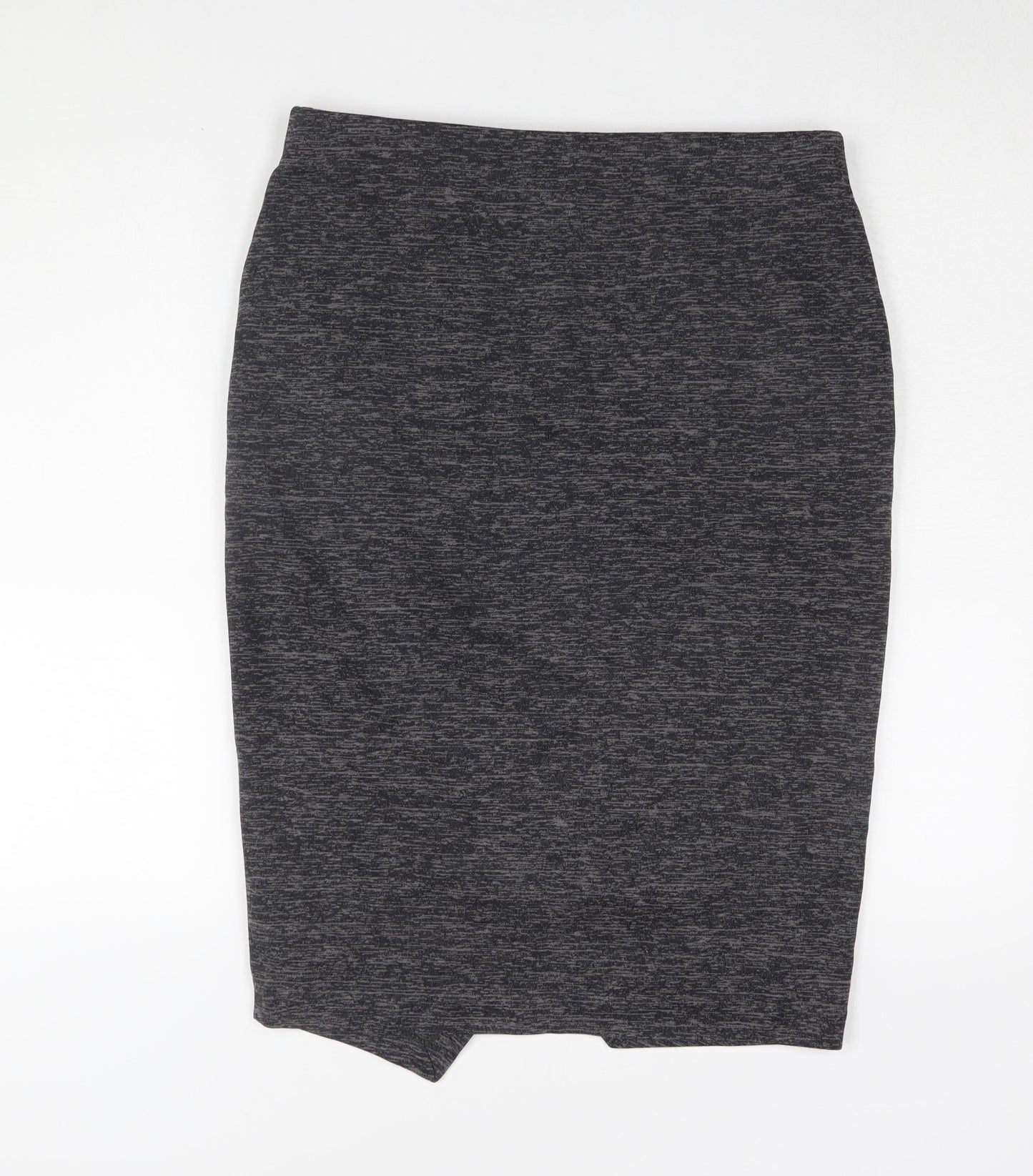 H&M Women's Black Midi Pencil Skirt, Size L - Elegant Knit