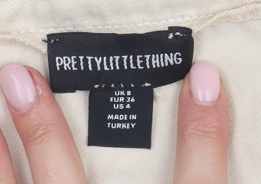 PrettyLittleThing Beige Women's Skirt, Size 8, Cotton