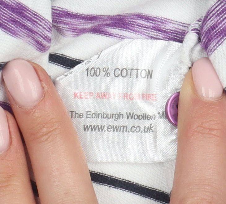 James Pringle Men's Purple Striped Polo Shirt L