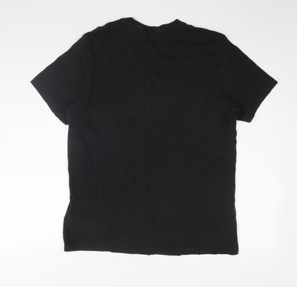 Adidas Men's Black Cotton Logo T-Shirt L Regular