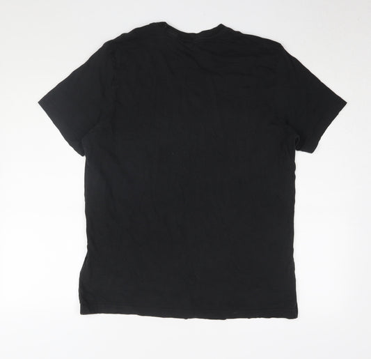Adidas Men's Black Cotton Logo T-Shirt L Regular