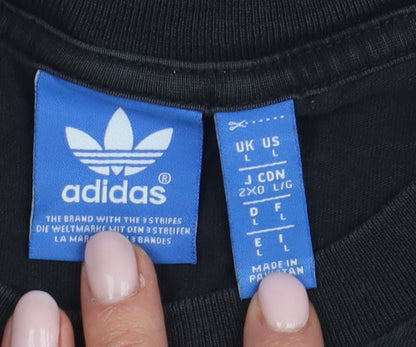 Adidas Men's Black Cotton Logo T-Shirt L Regular