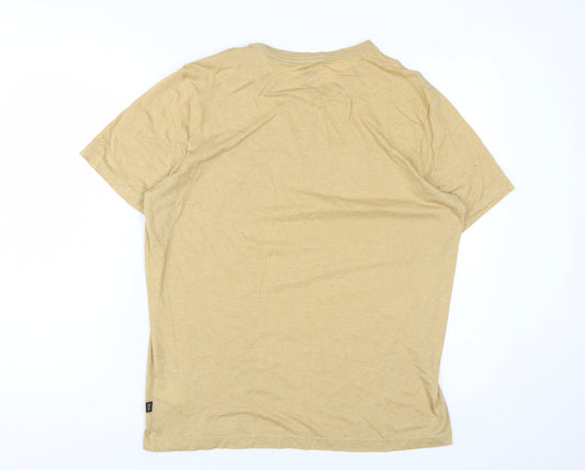 Puma Men's Beige Logo T-Shirt, Size M, Short Sleeve