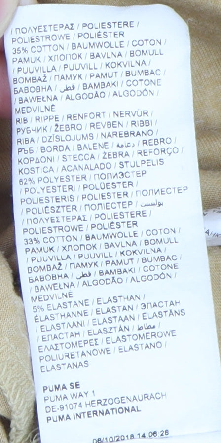 Puma Men's Beige Logo T-Shirt, Size M, Short Sleeve