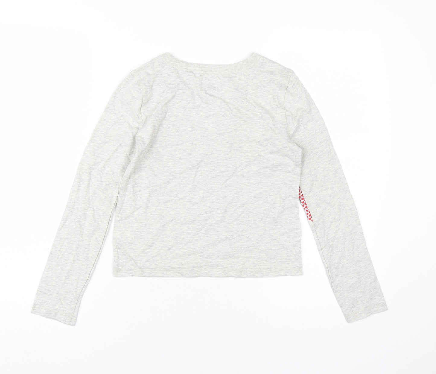 GAP Girls Heart Print T-Shirt Grey 10-11Y Regular Fit