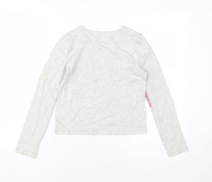 GAP Girls Heart Print T-Shirt Grey 10-11Y Regular Fit