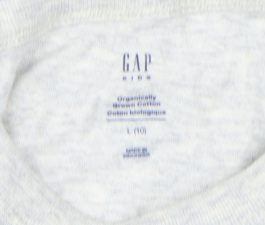 GAP Girls Heart Print T-Shirt Grey 10-11Y Regular Fit