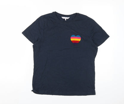 Womens UK Size 16 Red Herring Blue Basic T-Shirt