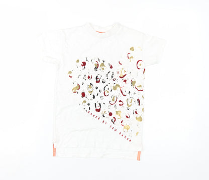 Baker by Ted Baker Girls White Animal Print T-Shirt, 6 Years