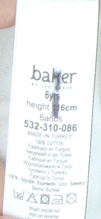 Baker by Ted Baker Girls White Animal Print T-Shirt, 6 Years