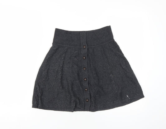 Fat Face Women's Black A-Line Skirt, Size 6, Cotton Blend