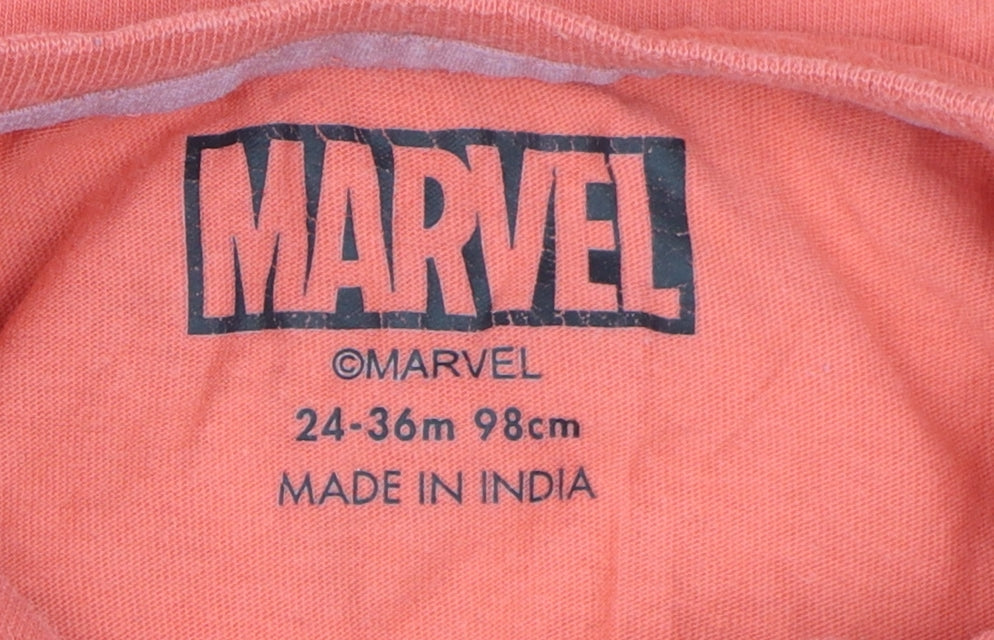 Marvel Boys Orange Graphic T-Shirt 2-3 Years Casual