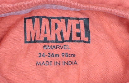 Marvel Boys Orange Graphic T-Shirt 2-3 Years Casual