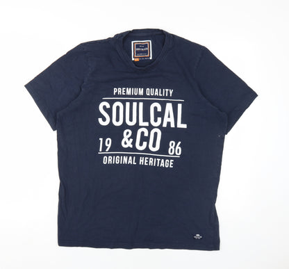 Soulcal & Co Men's Blue Logo T-Shirt Size L