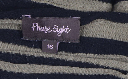 Phase Eight Women's Black Striped Shift Dress Size 16
