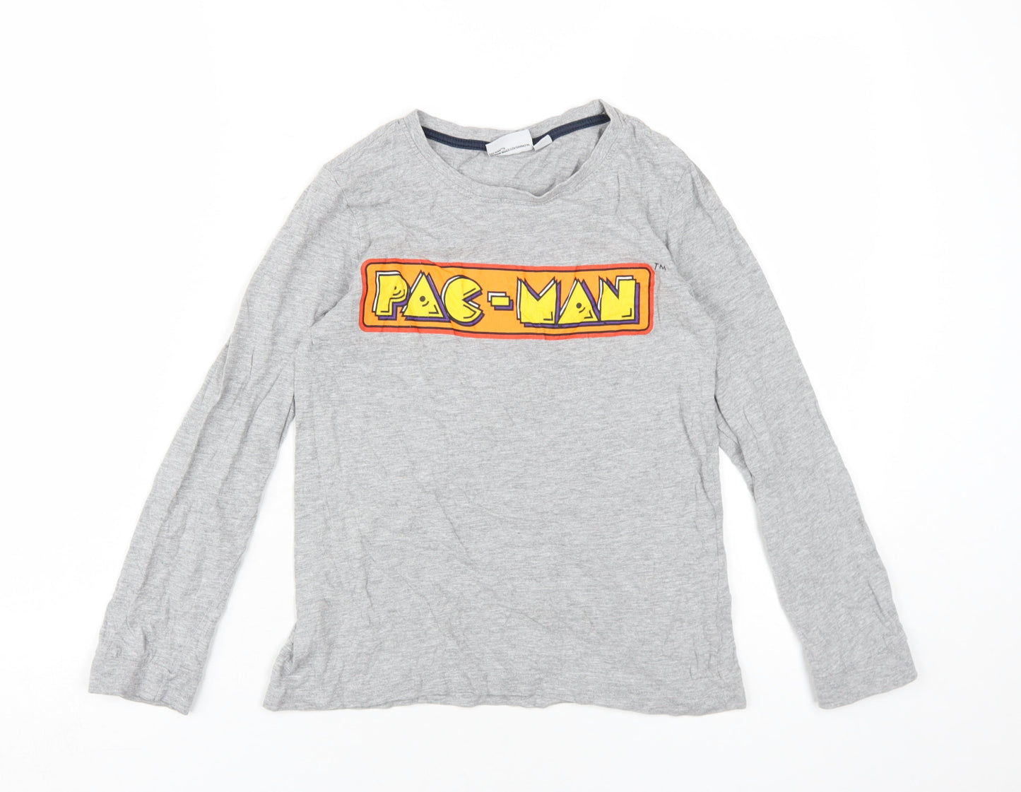 Boys Grey Pac-Man Long Sleeve T-Shirt, Age 11-12, Fun Casual Style