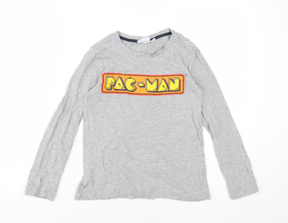 Boys Grey Pac-Man Long Sleeve T-Shirt, Age 11-12, Fun Casual Style