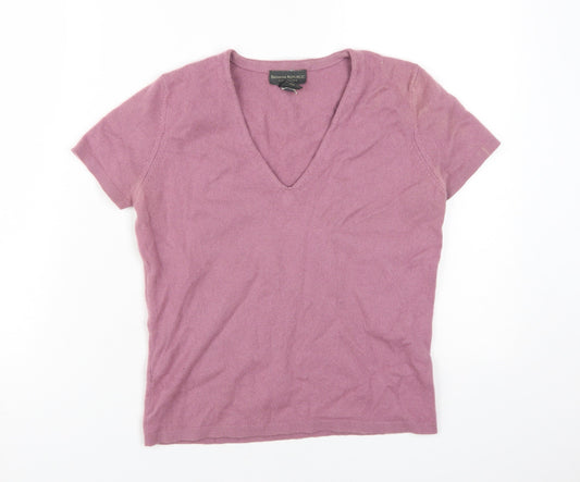 Banana Republic Women's Purple Cashmere V-Neck T-Shirt
