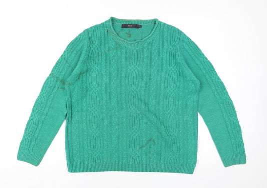 ISLE Women's Green Cable-Knit Pullover Jumper M