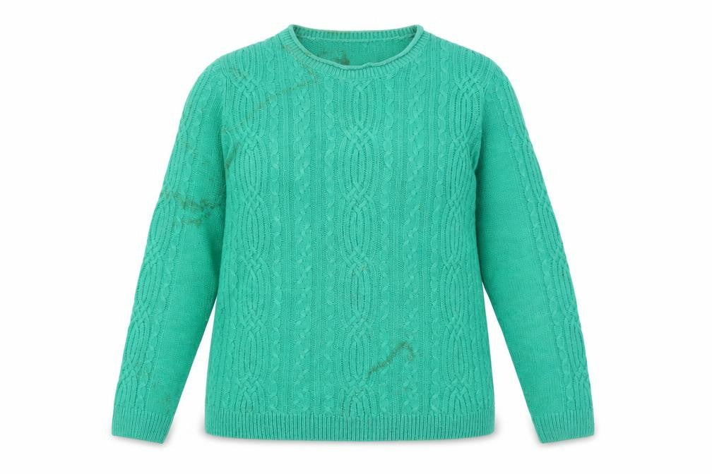 ISLE Women's Green Cable-Knit Pullover Jumper M