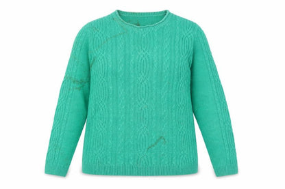 ISLE Women's Green Cable-Knit Pullover Jumper M