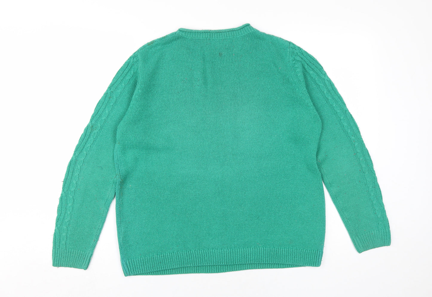 ISLE Women's Green Cable-Knit Pullover Jumper M