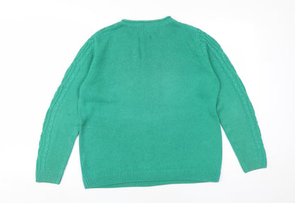 ISLE Women's Green Cable-Knit Pullover Jumper M
