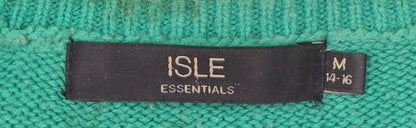 ISLE Women's Green Cable-Knit Pullover Jumper M