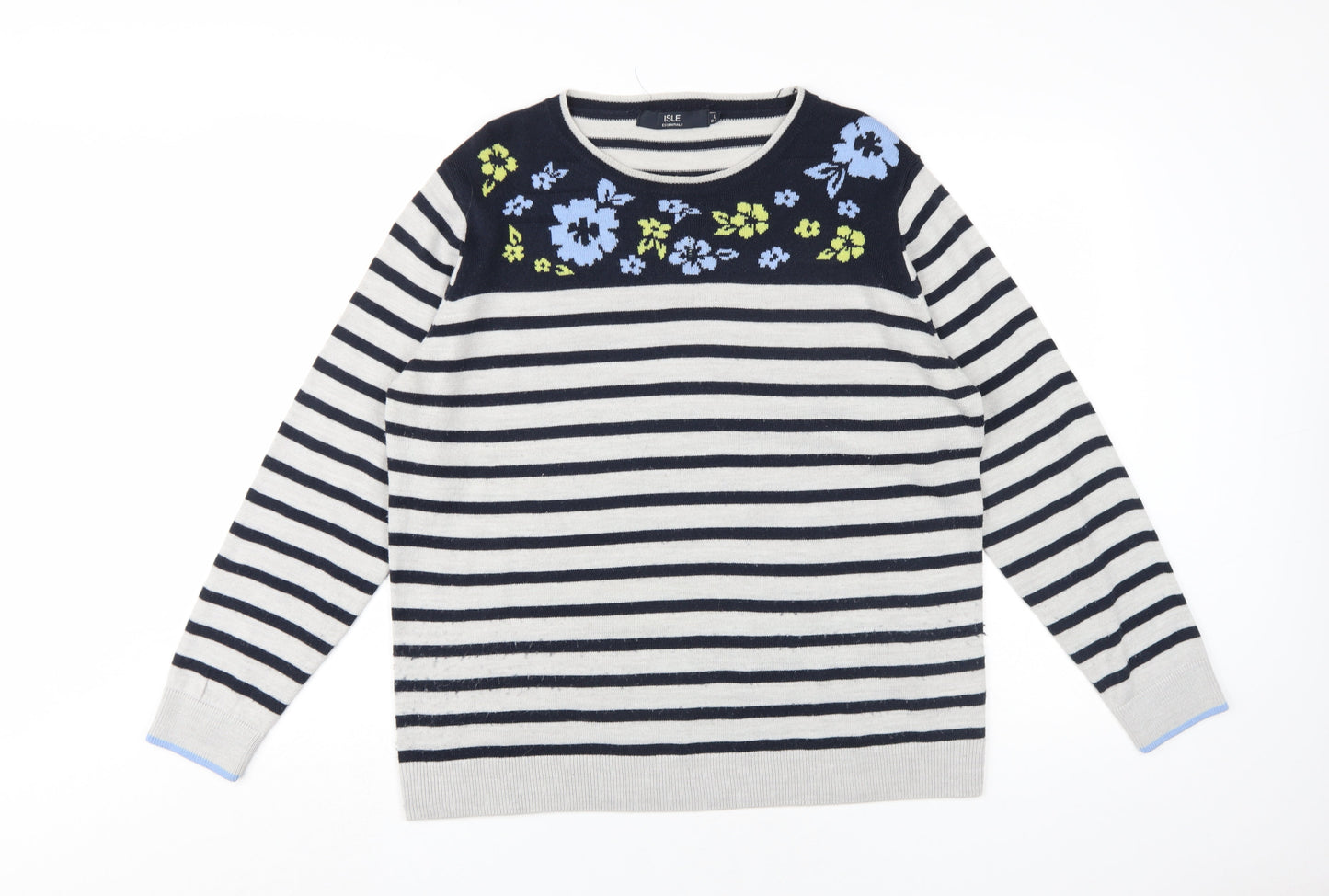 Womens UK Size L Isle Essentials Multicoloured Pullover Jumper