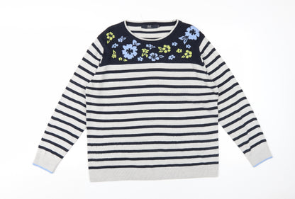 Womens UK Size L Isle Essentials Multicoloured Pullover Jumper