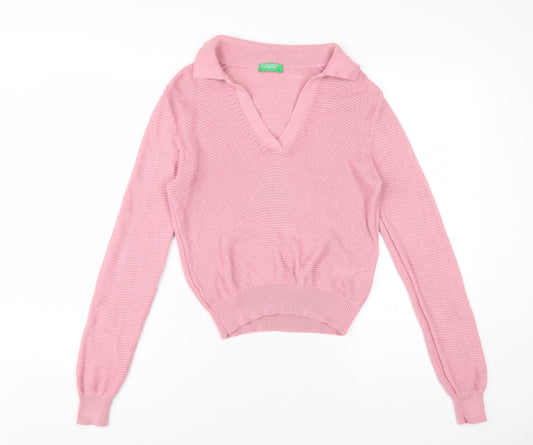 Womens UK Size XS United Colors of Benetton Pink Pullover Jumper