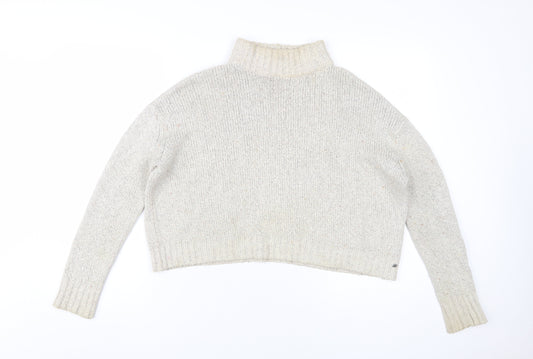 American Eagle Women Ivory High Neck Jumper M