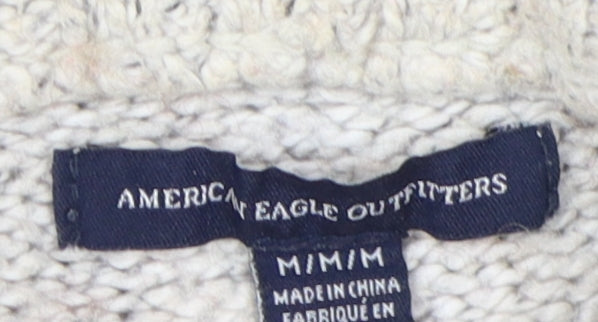 American Eagle Women Ivory High Neck Jumper M