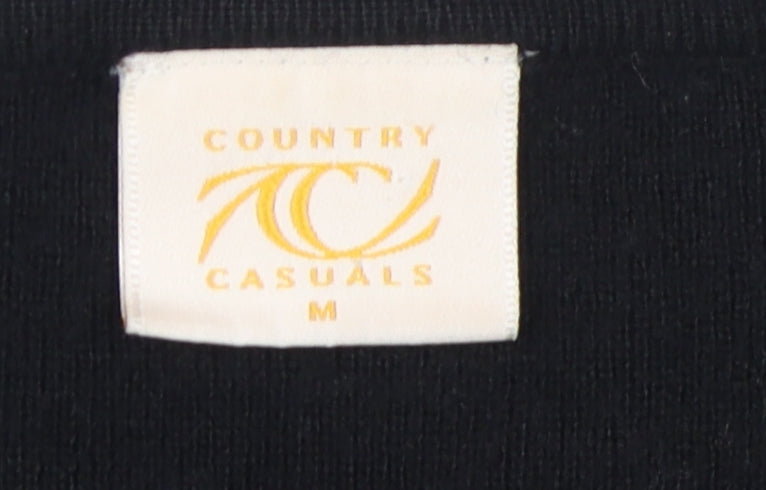 Country Casuals Women Black M Cardigan V-Neck Knit